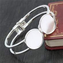 1 Piece 20mm Inner Size Double Cabochons Base DIY Bangle Bracelet Setting Tray Copper Material Handmade Jewelry Making Accessories Findings - Bangle Bracelet Base - View 10
