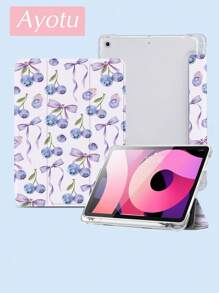 Ayotu Funda protectora con patrón de frutas de cereza y arándano, compatible con iPad de 10.2 pulgadas 2021/2020 iPad 9th/8th Generation, compatible con Galaxy Tab A8 de 10.5 pulgadas 2022, con soporte para bolígrafo y tapa con función de suspensión/activación automática