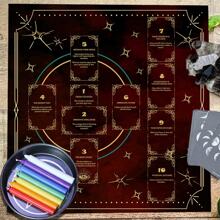 1pc Celtic Cross Pentagram Tarot Cloth, Altar Cloth, Pagan Clock Mat Divination Card Mat, Home Decor Tarot Tablecloth