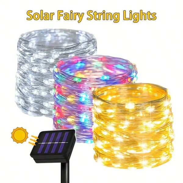 Outdoor Solar Lights, 50/100/200/300 LED Outdoor Garden Lights, 8 Modes Outdoor IP65 Waterproof Solar Fairy String Lights, 22.9/39.3/72.1/104.9ft Festival Decoration Flashing Lights, Suitable For Outdoor Yard, Garden, Porch, Balcony, Party Decor, Weddings, Christmas, Halloween, Camping Decorations
