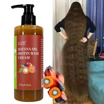 GZE Batana Oil Biotin Hair Cream Strong Hair Anti-Breakage Repair Split Ends Silky For Dry Hair Strengthens