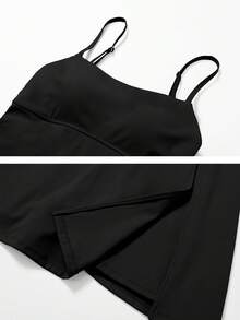 NcmRyu 1 Set Women's Fashionable Seamless Elastic Racerback Sports Jumpsuit - Black - View 4