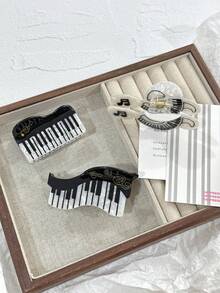 1pc Musical Instrument Guitar/Piano Claw Hair Clip, Girls Hair Accessories, Suitable For Birthday/Valentine's Day Gift Summer Hair Clips Hair Jaw Clip Hair Clamps Hair Clutch Hair Claw Clip Fall Winter Claw Clip For Vacation Outfits Woman - Multicolor - View 3