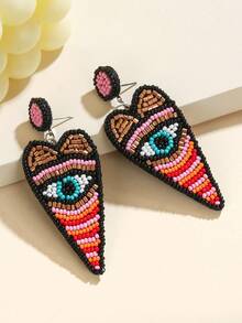 1 Pair Handmade Demon Eye Beaded Jewelry Earrings, Suitable For Daily Wear For Women - Multicolor - View 5
