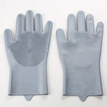 Silicone Dishwashing Gloves - Waterproof & Heat Resistant Kitchen Cleaning Gloves With Built-In Scrubbing Brush - Extra Thick, Durable & Comfortable, Suitable For All Household Work, Multi-Size Gloves | Flexible Cleaning Gloves | Heat Resistant Gloves