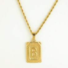 1pc Stainless Steel 26 Letter Twist Pendant Necklace, Hip-Hop Style Charm Gift For Men, Everyday Wear - Yellow Gold - View 11