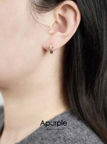 Apurple Pendientes tipo botón con cruz y círculo de circonita, joyería elegante y versátil con estilo retro para mujeres