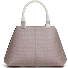 Women's Granite Geometric Satchel 2 In 1 Vegan Leather 2 Pockets One Size - Almond/Taupe/White - View 5
