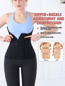 Girdle Waist Trainer Tummy Control, Breathable Lightweight Shapewear - Black - View 2