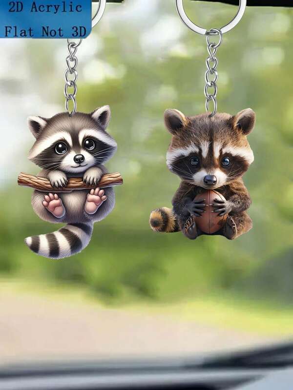1 Piece Cartoon Raccoon 2D Acrylic Pendant With Cool Design That Can Be Used As Multifunctional Keychains, Car Interior Charms, Decorative Gift Accessories, Interior Pendants, DIY Backpack Charms, And Personalized Jewelry. Also Suitable For Valentine's Day, Car Decoration, Home Decoration, Holiday Decoration, Room Decoration, Etc., It Is The Perfect Gift For Those Who Love Animals.[The Product Needs To Be Installed Manually.] Car Accessories Bag Charm Backpack For School Animal