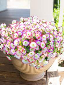 2/6/10 piezas Flores artificiales de exterior de seda Campanilla resistente a los rayos UV, planta de boj verde, eucalipto, hierba artificial adecuada para decoración de hogar, oficina, boda, maceta, cerca, patio, balcón en primavera/verano