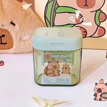 4 Stück Capybara Doppel-Loch Bleistiftspitzer, Handgehaltener Bleistiftspitzer, Schreibwaren, Geschenk, Preis, geeignet für Schule und Büroartikel, fördert Freundschaft mit Freunden, Zufallslieferung Vorbereitung auf die Schule