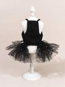 طقم فستان توتل للحيوانات الأليفة مع ربطة عنق، فستان مطبوع أنيق + ربطة عنق، فستان أميرة من الشبكة المرنة للكلاب والقطط