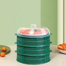 New Hollow Vegetable Cover, Multilayer Food Strainer Basket, Rice/Food Cover, Tabletop Cover, Dust Cover, Anti-Fly Leftover Food Storage Container - Multicolor - View 10