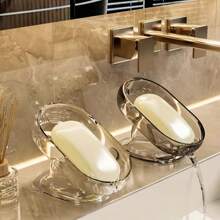 1pc Elegant Light Luxury Removable Soap Dish, Fashion Design Oval Bathroom Decoration, Suitable For Shower And Bathtub, Bathroom Decoration And Accessories, Back To School