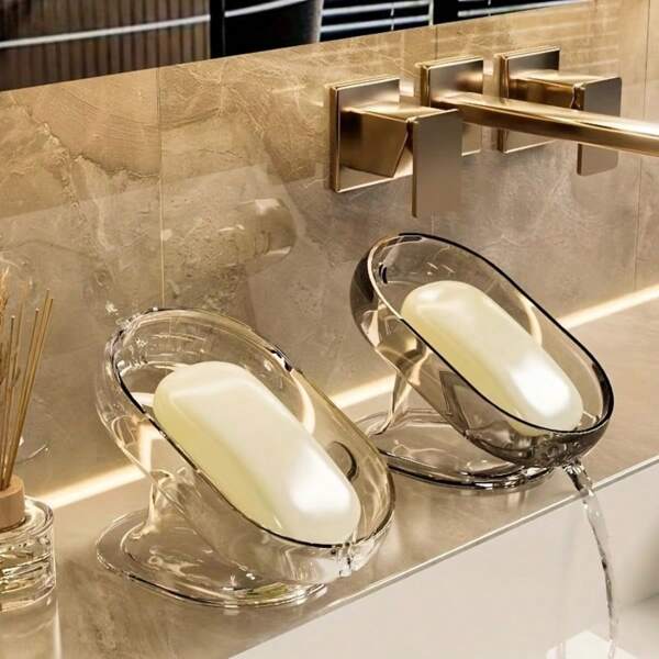 1pc Elegant Light Luxury Removable Soap Dish, Fashion Design Oval Bathroom Decoration, Suitable For Shower And Bathtub, Bathroom Decoration And Accessories, Back To School