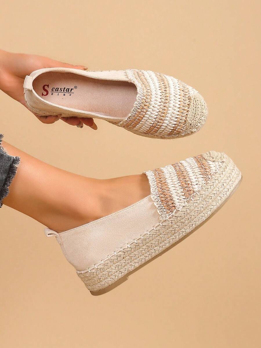 Women's Thick Sole Flat Shoes, Boho Casual Outdoor Vacation - Beige - View 1