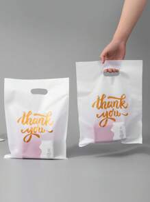White Thank You Gift Bags, Plastic Bags For Small Business, Shopping Bags, Ideal For Festival, Birthday, Party Favors, Wedding Gift Packaging, Suitable For Gifts, Parties, Shops, Boutiques, Etc.