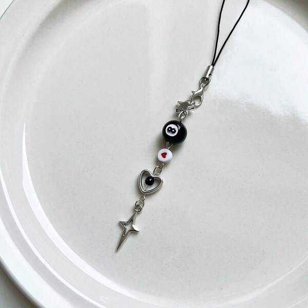 Nuevo Collar con colgante de cuentas en forma de 8, pentágono y estrella, estilo retro Y2K grunge. Cordón para teléfono, accesorio de teléfono, regalo para madre, familia, amigos, cumpleaños, festivo