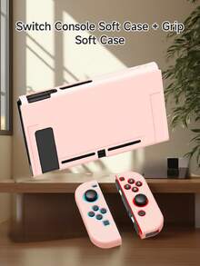 兼容 、TPU 软壳、Switch 保护套、兼容 Switch NS/Switch OLED、通用控制器保护套、多种颜色组合可选、Switch 游戏配件、游戏控制器配件、粉色、防摔、防滑、防刮 - 彩色 - 查看 16