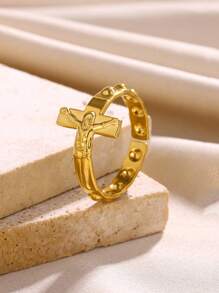 1 pièce Bague croisée latérale ouverte Jésus Christ Bague de bande chrétienne unisexe Cadeaux de bague de doigt
