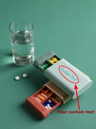 Customized Text LOGO Portable Small Pill Case Traveler Medicine Organizer Box Sealed Storage Compact Pillbox