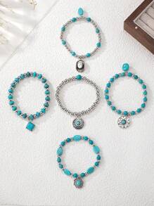 1 Set Women's Vintage Style Green Bracelet Accessories Set, Versatile Daily Wear Jewelry Gift