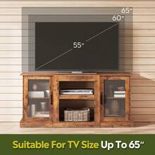 TV Stand For 65 Inch TV, Entertainment Center TV Console With Storage & Open Shelves, Media Cabinet For Living Room Bedroom, Heavy Duty Wood TV Stand, Rust Brown - 鏽棕色 - 查看 3