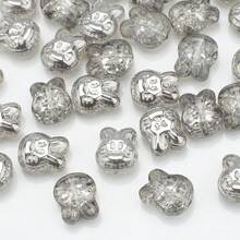30 peças de contas de vidro de coelho de desenho animado de 10*12 mm, contas galvanizadas com tema de animais para fazer joias faça você mesmo, chaveiro, decoração de celular, colar, pulseira, pingente