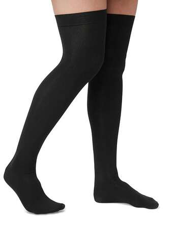 1双加大码硅胶防滑过膝长袜，简约纯色，舒适保暖