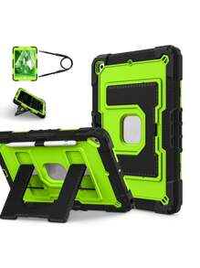 Military Industry Anti-Fall 1pc Large Stand Tablet Case Compatible With IPad Mini6 (2021) / Mini7 (2024), IPad 10.2 7th 8th 9th (2019/2020/2021), IPad 10th 10.9 (2022)/IPad(A16) 11" (2025), IPad Air4 10.9 (2020), IPad Air5 10.9 (2022), IPad Air 11" M2/M3 (2024/2025), With Pencil Slot