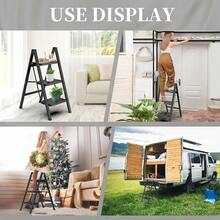 3 Step Ladder Folding Heavy Duty Aluminium Outdoor Indoor Lightweight Step Stool - Black - View 8