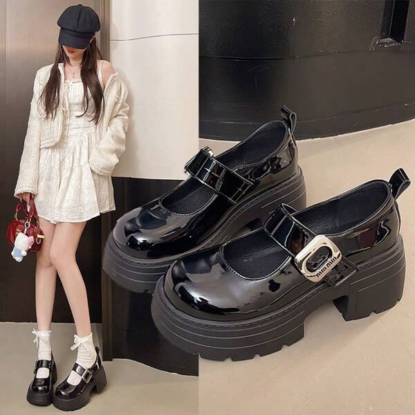 Women's Mary Jane High Heel Platform Loafers Shoes, Preppy Style, Punk, Vintage Lolita, Cute, PU Leather, For Wedding, Party, Office