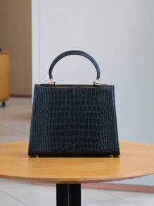 Bolso de moda para mujer Kally Summer Premium 2025, bolso de platino con estampado de cocodrilo, versátil para oficina y commuter, mini bolso cuadrado liviano y estructurado, bolso de hombro cruzado versátil para commuter