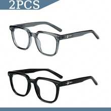 HBK 时尚光学镜架新款 TR90 方形大框复古艺术装饰休闲透明眼镜男女通用，户外旅行假日街头摄影购物节礼物 - K39922 - 查看 23