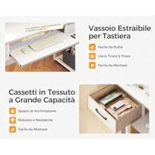 ODK Scrivania Computer Scrivania con 2 Cassetto e Vassoio per la Tastiera Scrivania da Ufficio con Supporto per Monitor Tavolo Scrivania per Ufficio e Casa 120x48x90cm Bianca 120x48x90cm