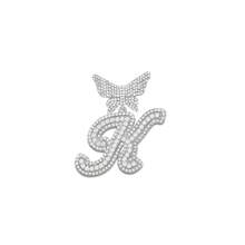 Silvery Women Necklaces - A-Z Initial Butterfly Pendant Necklace & Bracelet Set, Personalized Cuban Link Jewelry For Women, Rhombus Cuban Link Chain, Cursive Letter Jewelry Gift