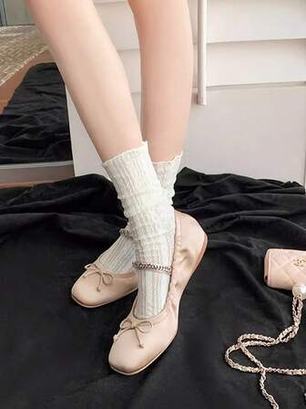 1 双女式白色网眼蕾丝荷叶边踝袜，适合派对和日常穿着，夏季薄款