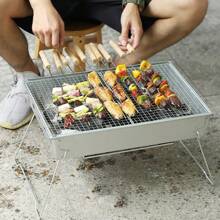 Charcoal Grills, Folding Barbecue Grill, Portable Grill With Reinforced Support Frame, Small Grill As Barbecue Accessories, Stainless Steel Table Grill For Cooking Folding Charcoal BBQ Grill, Portable Camping Grill, Compact Campfire Charcoal Gas BBQ Grill Rack