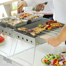 Charcoal Grills, Folding Barbecue Grill, Portable Grill With Reinforced Support Frame, Small Grill As Barbecue Accessories, Stainless Steel Table Grill For Cooking Folding Charcoal BBQ Grill, Portable Camping Grill, Compact Campfire Charcoal Gas BBQ Grill Rack