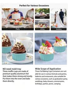 10pcs Mini Aluminum Foil Baking Cups With Lids, Caramel Pudding Paper Cups, Cake Molds Suitable For Party, Gifts, Birthday