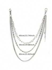 1pc Three-Layer Star Waist Chain, Chain Five-Pointed Star Decoration, Punk Waist Chain Pants Chain Accessory, Suitable For Long Pants, Denim Shorts And Jk Skirts - Chain Random - Silver - View 2