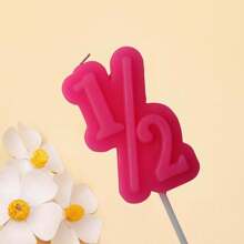 1pc 1/2 Shape Math Creative Candle, Suitable For Birthday Party, Wedding Anniversary Celebration Cake Topper, Birthday Candle, Party Mini Candle, Baking Decor, Dessert Party, Numeral Candle, Cute Candle, Also Applicable For Women's Birthday Party, Girlfriend Gathering