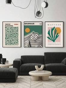 Set Of 3 Yayoi Kusama Wall Art, Circular Dots Wall Decor, Retro Style Canvas Prints, Exhibition Home Decor, Tokyo Artwork Wall Posters Wall Decorations, Modern Room Decor Wall Hanging Poster For Living Room Bedroom Bathroom ,Wall Art With Frame - 3Pcs/Set - View 8