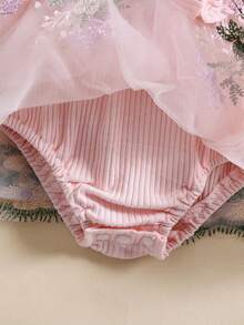 Baby Girl Romper Dress Set - Round Neck Floral Embroidery Mesh Skirt Hem Bodysuit with Headband Baby Girl Romper Dress Set - Round Neck Floral Embroidery Mesh Skirt Hem Bodysuit with Headband Baby Girl Headband Romper Dress - Round Neck Floral Embroidery Mesh Skirt Infant Bodysuit Set - Rosa - Ver 8