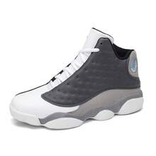 Basketball Shoes Men's Casual Large Size 47 Sports Shoes Student High-Top Running Shoes Medium And Large Combat Training Shoes - Trắng và xanh - Xem 3
