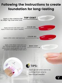 YOKEFELLOW 16ML Base Coat & Top Coat, Shine Finish And Long Lasting Large Capacity Clear Gel Soak Off UV LED Scratch And Wear Resistant Professional Gel Base Top Coat Manicure Salon DIY Home For Women Girls Gift - Clear - View 8