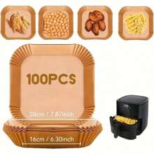 100 pièces de papier sulfurisé antiadhésif pour friteuse à air - papier sulfurisé brun pour cuisson, rôtissage et micro-ondes - nettoyage facile, cuisson plus saine, convient pour la maison et la cuisine commerciale, accessoire pour friteuse à air