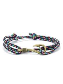 Vintage Fish Hook Man Bracelets Accessories Male Double Layer Lucky Bracelet Braided Bracelet Adjustable Gift For Him ﻿ ﻿