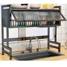 Multipurpose Kitchen Sink Rack, Counter-Top Dish Rack, Drain Board, Storage Shelf - Black - View 5